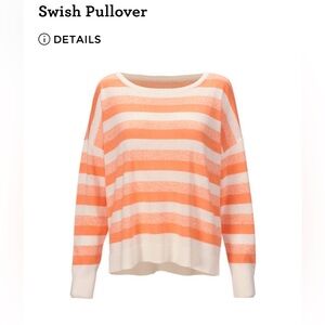CAbi Coral and White Striped Knit Top